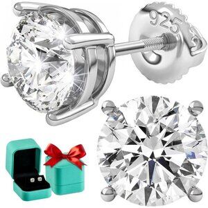 Stud Earrings Screw Back - Moissanite Earrings for Men, Lab